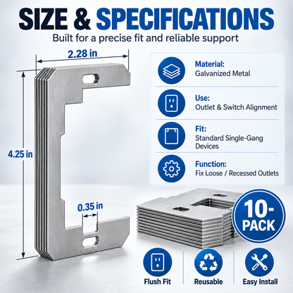✨Wall Plate Spacers – Metal Flush Fit Leveling Plates for Electrical Outlets & Boxes
