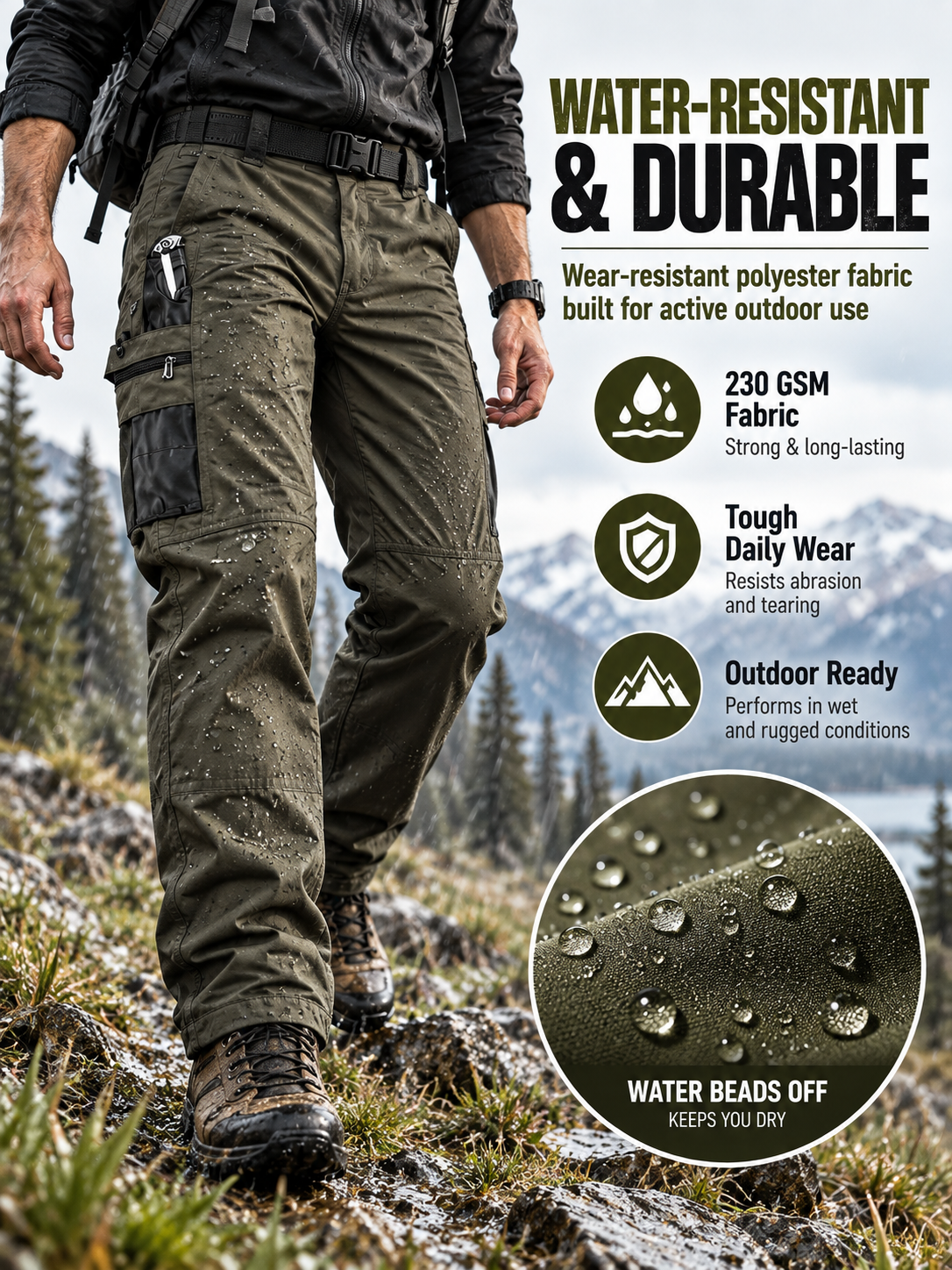 ✨Men's Tactical Cargo Work Pants – Water-Resistant Multi-Pocket Utility for Hiking & Outdoor