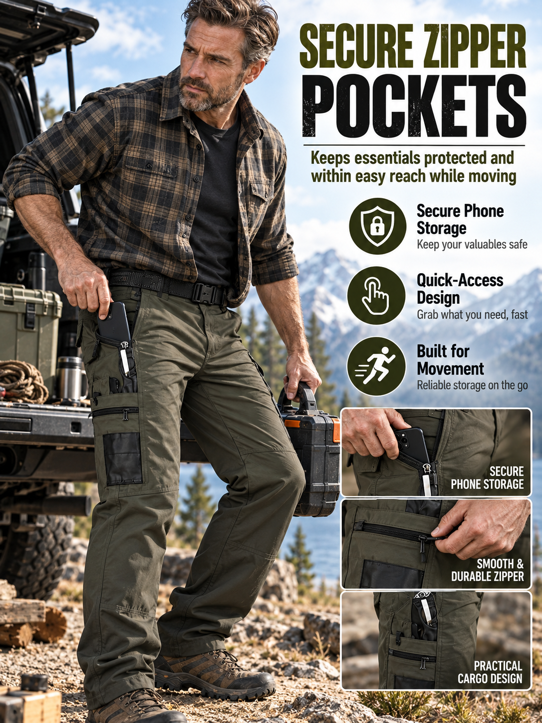 ✨Men's Tactical Cargo Work Pants – Water-Resistant Multi-Pocket Utility for Hiking & Outdoor