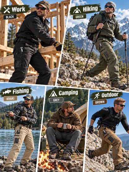 ✨Men's Tactical Cargo Work Pants – Water-Resistant Multi-Pocket Utility for Hiking & Outdoor