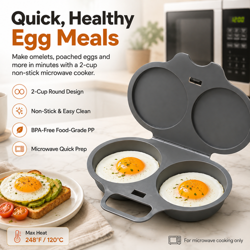 🍳 Easy-Clean Egg Cooker – Food-Grade PP, Dishwasher-Safe, Quick Healthy Breakfast Gadget