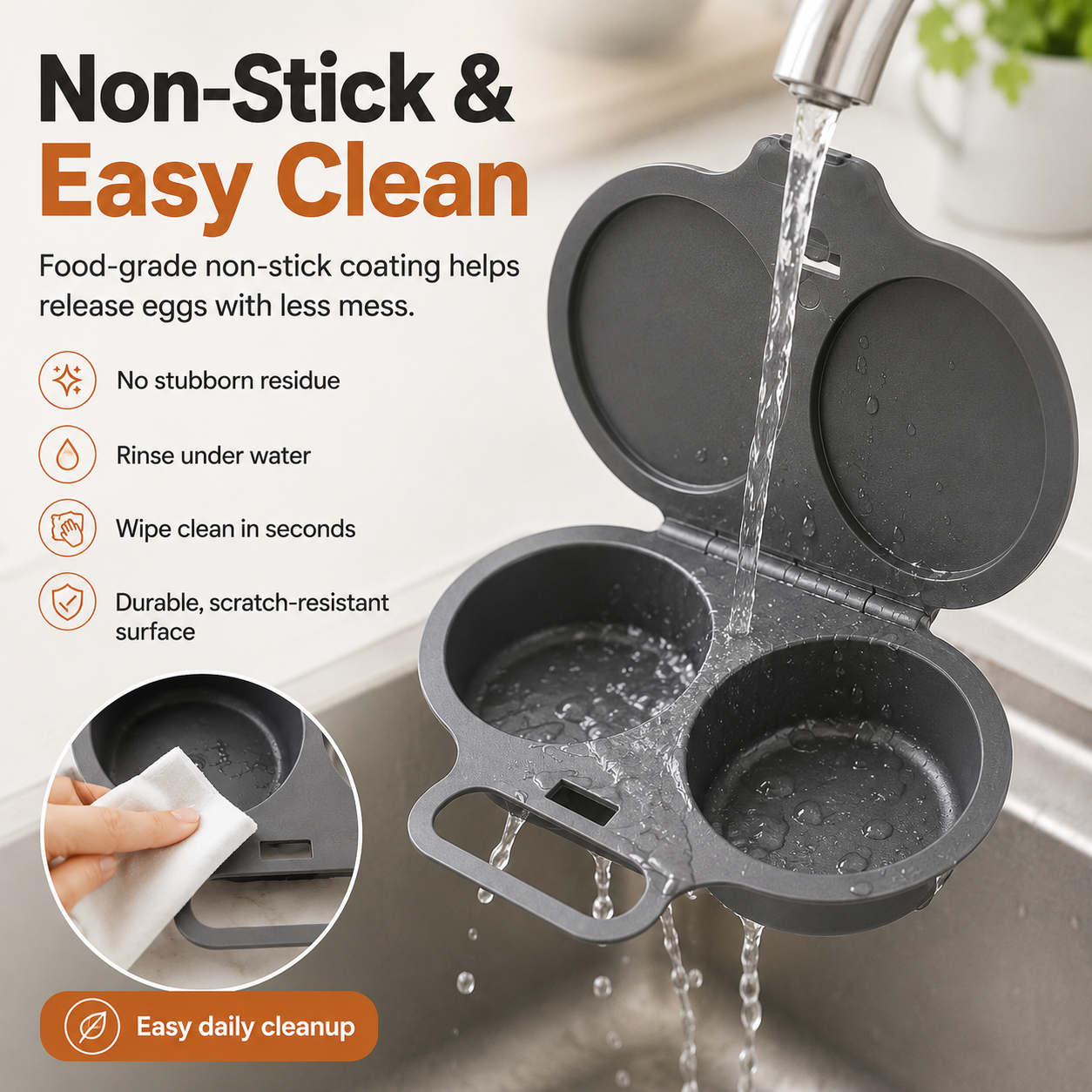 🍳 Easy-Clean Egg Cooker – Food-Grade PP, Dishwasher-Safe, Quick Healthy Breakfast Gadget