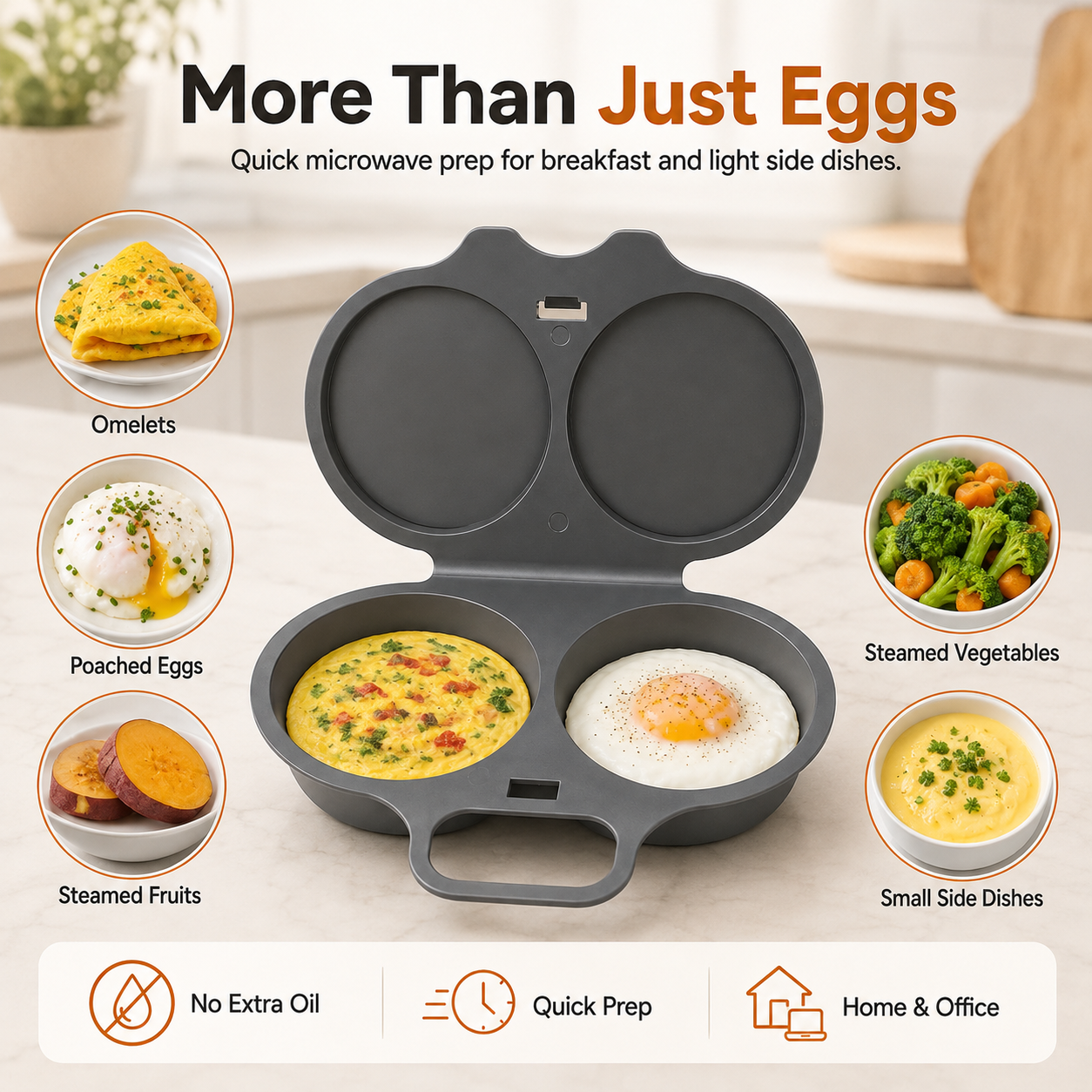 🍳 Easy-Clean Egg Cooker – Food-Grade PP, Dishwasher-Safe, Quick Healthy Breakfast Gadget