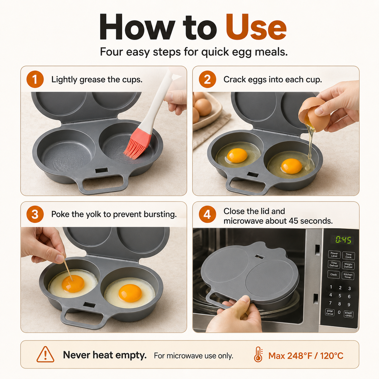 🍳 Easy-Clean Egg Cooker – Food-Grade PP, Dishwasher-Safe, Quick Healthy Breakfast Gadget