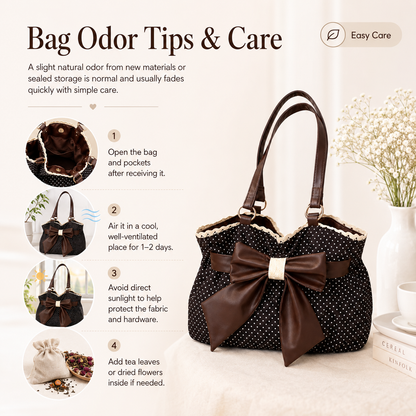 👜 Women's Casual Shoulder Tote – Polka Dot Print, Big Bow Detail, Large Capacity for Gym & Outdoors