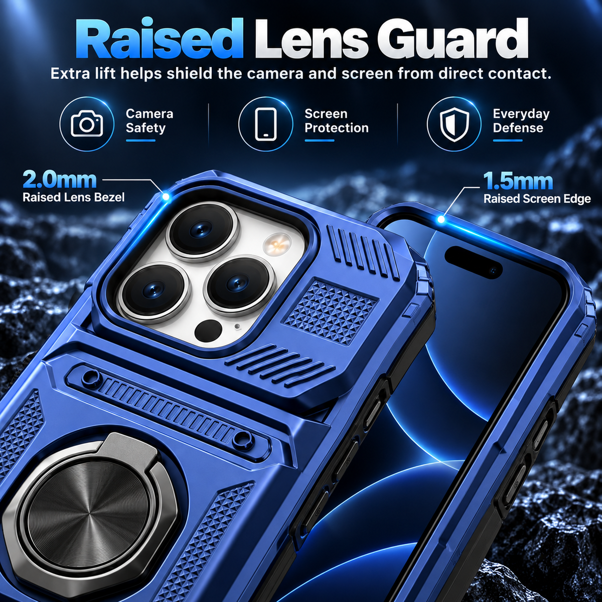 📱 Heavy-Duty Wallet Phone Case – 2-Card Slot + 360° Magnetic Ring Stand, All-Round Protection for Everyday Use