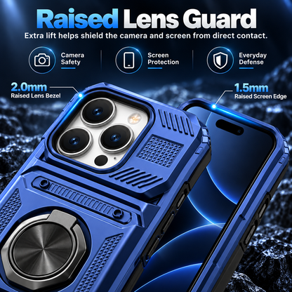 📱 Heavy-Duty Wallet Phone Case – 2-Card Slot + 360° Magnetic Ring Stand, All-Round Protection for Everyday Use