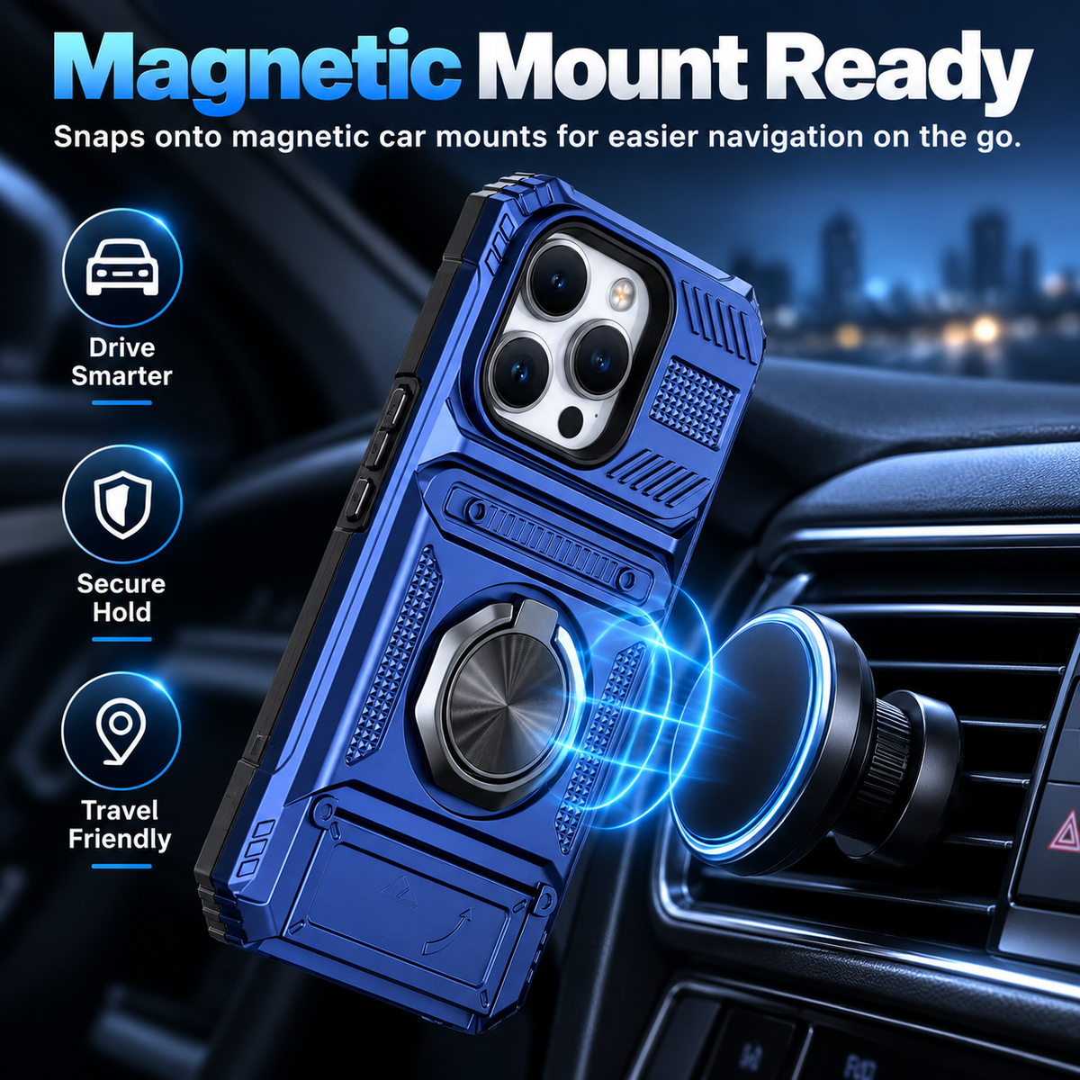 📱 Heavy-Duty Wallet Phone Case – 2-Card Slot + 360° Magnetic Ring Stand, All-Round Protection for Everyday Use