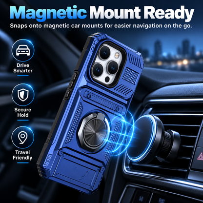 📱 Heavy-Duty Wallet Phone Case – 2-Card Slot + 360° Magnetic Ring Stand, All-Round Protection for Everyday Use