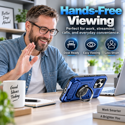 📱 Heavy-Duty Wallet Phone Case – 2-Card Slot + 360° Magnetic Ring Stand, All-Round Protection for Everyday Use