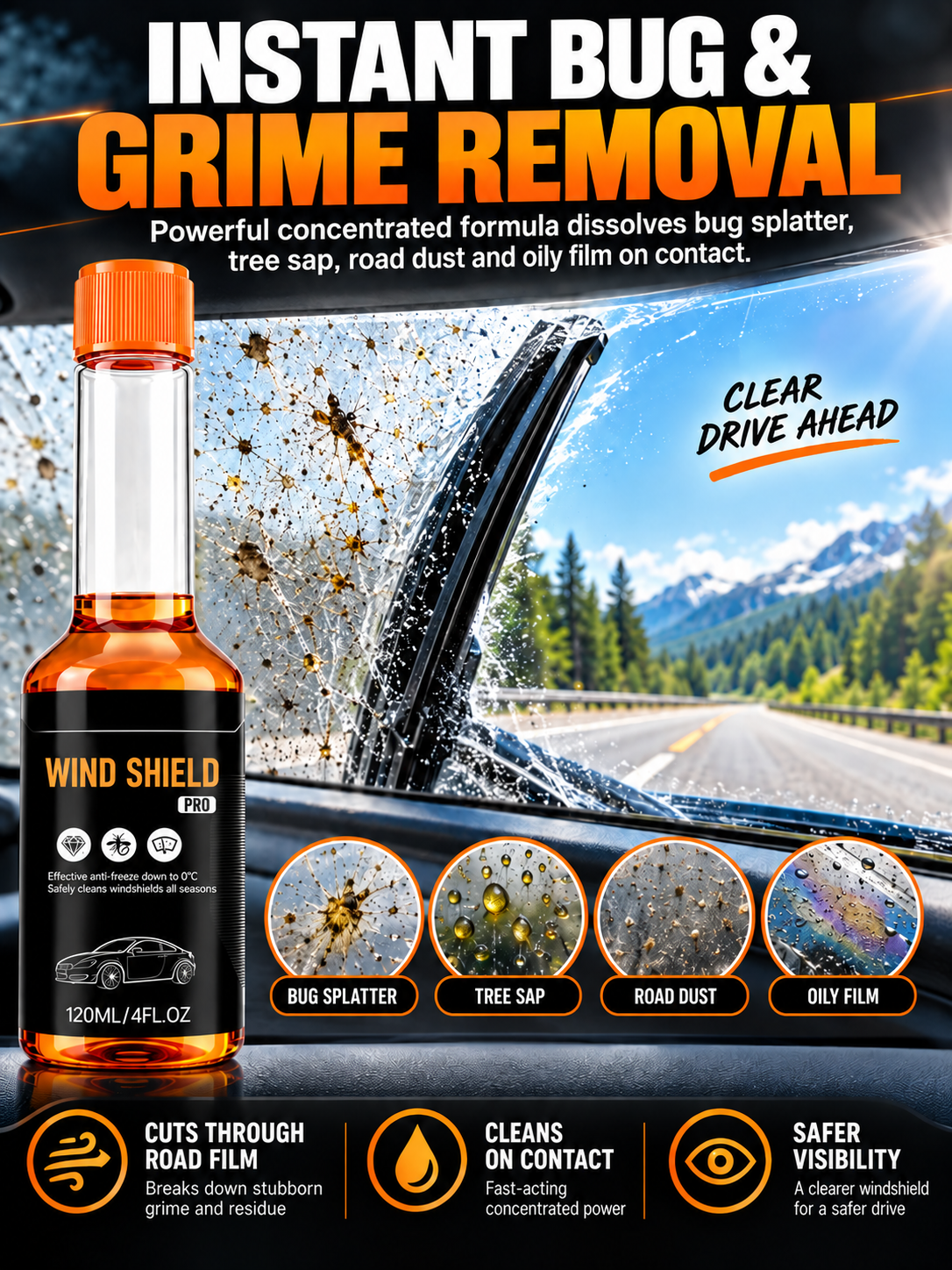 🚗 Concentrated Windshield Washer Fluid – Clear Vision for Car Auto Windows