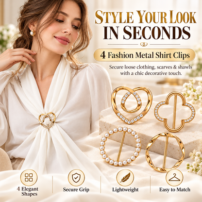 Women's Metal Shirt Clips – Round & Heart Designs for Loose Clothing