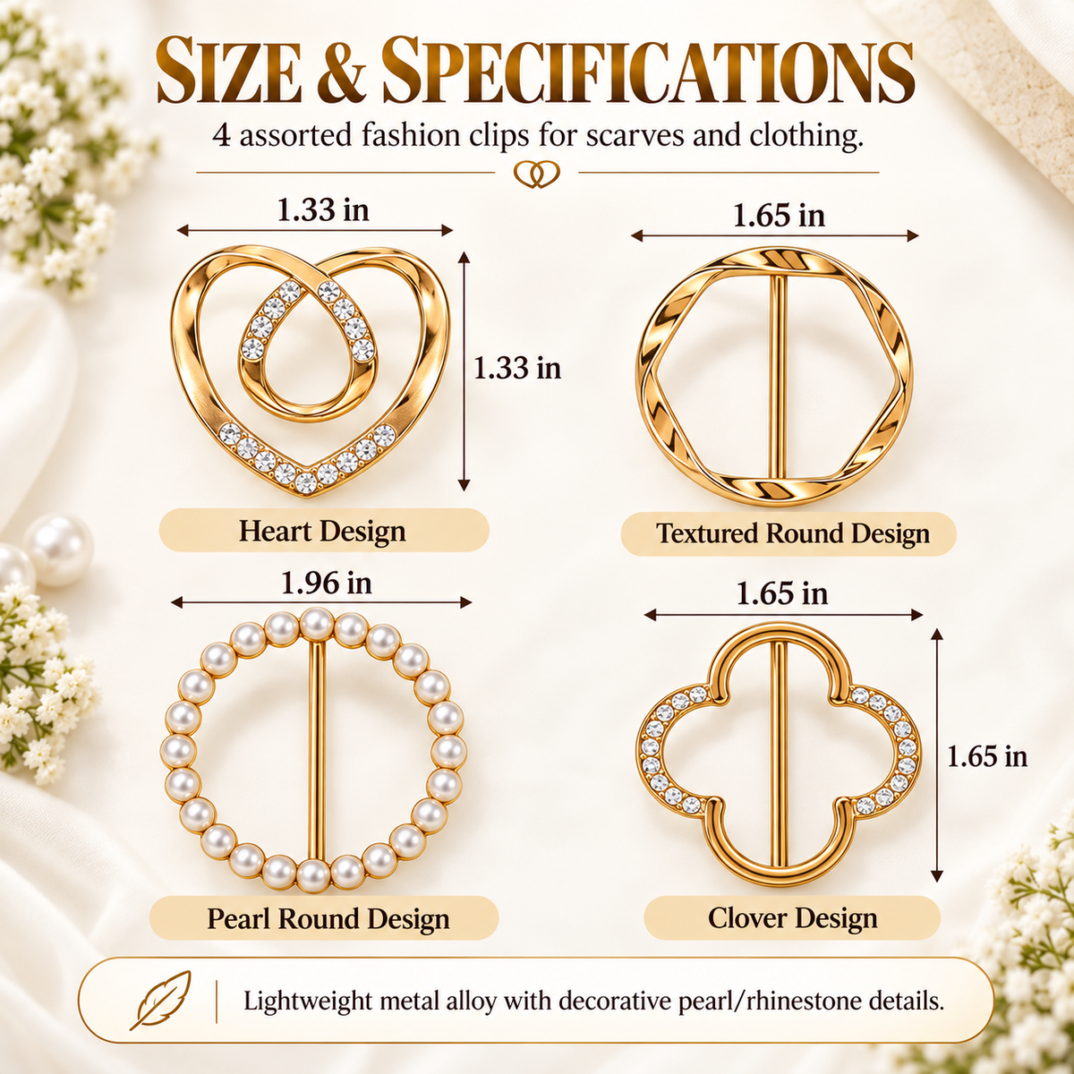 Women's Metal Shirt Clips – Round & Heart Designs for Loose Clothing
