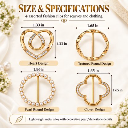 Women's Metal Shirt Clips – Round & Heart Designs for Loose Clothing