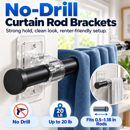 🔥Heavy-Duty Self-Adhesive Rod Support Brackets