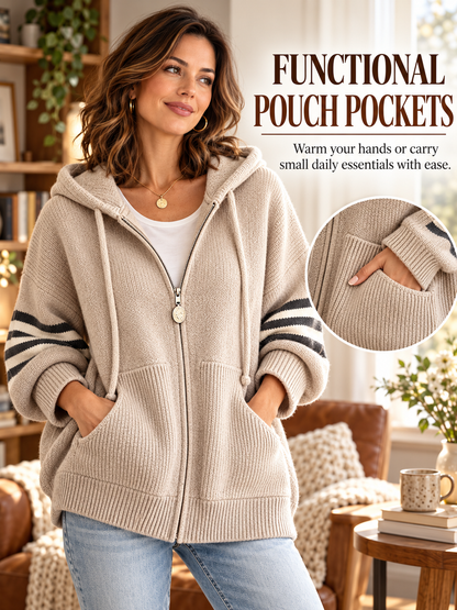 ✨Women's Zip-Up Hooded Sweater Jacket – Loose Fit, Curvy, Christmas Casual Coat