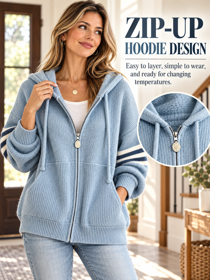 ✨Women's Zip-Up Hooded Sweater Jacket – Loose Fit, Curvy, Christmas Casual Coat