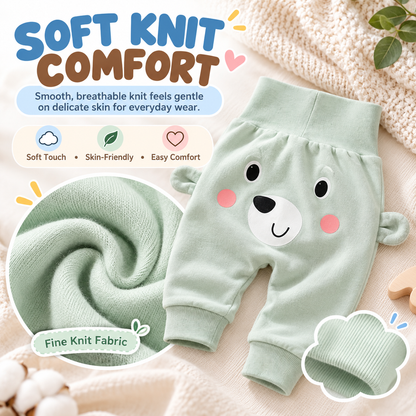 Baby High-Waist Tummy-Control Harem Pants – Cute 3D Animal Print Knit Pants