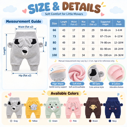 Baby High-Waist Tummy-Control Harem Pants – Cute 3D Animal Print Knit Pants