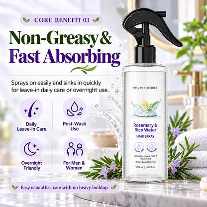 ✨Rosemary & Rice Water Hair Mist | 100% Natural | Soft, Smooth & Non-Greasy