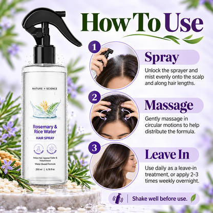 ✨Rosemary & Rice Water Hair Mist | 100% Natural | Soft, Smooth & Non-Greasy