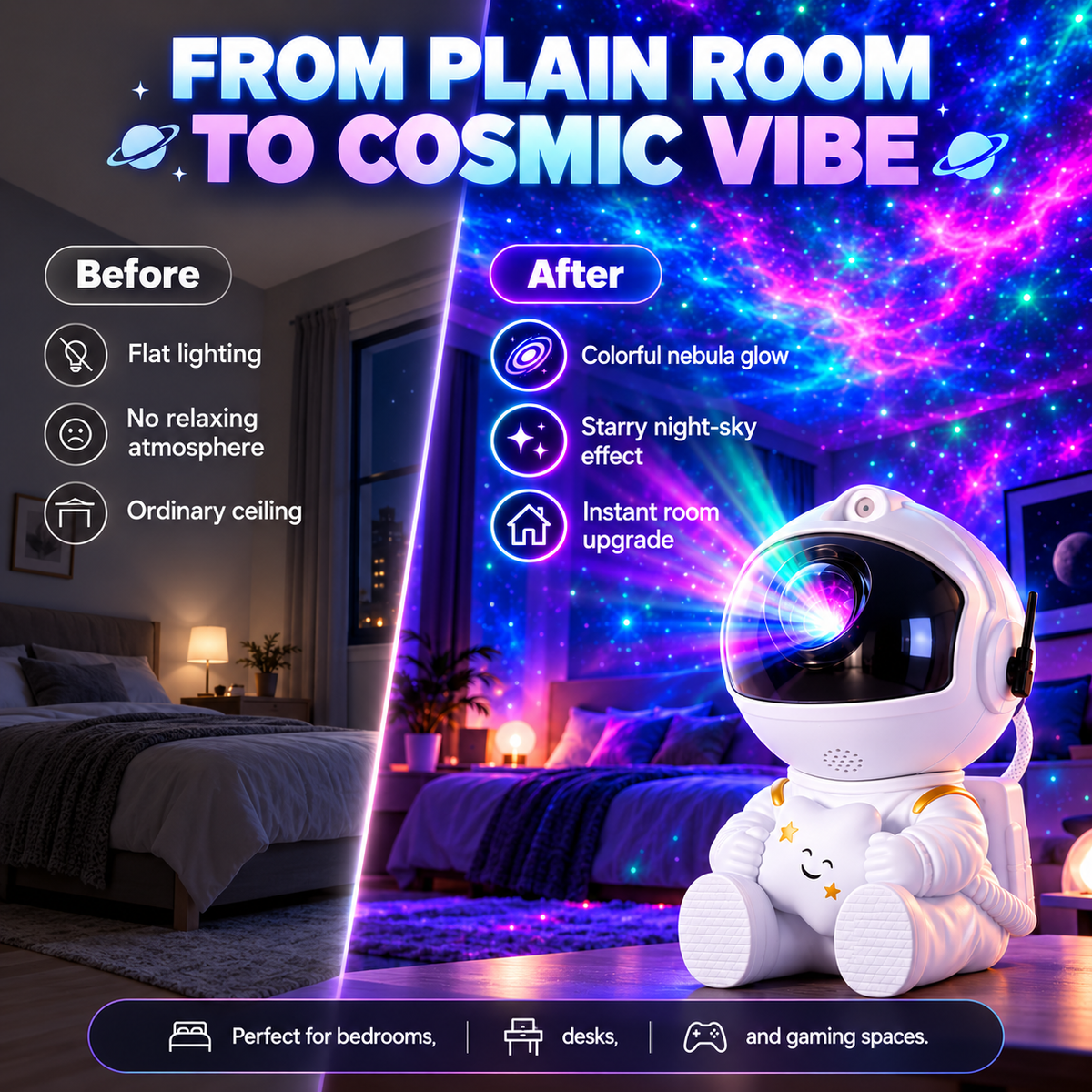✨LED Astronaut Galaxy Projector – Remote Control Nebula Star Light for Bedroom & Living Room Decor
