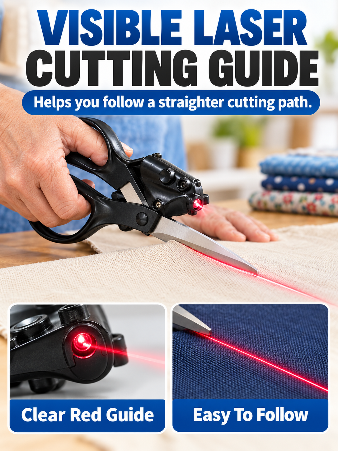 ✂️ Craft Tool Deal – Laser Guide Precision Cutting Scissors 📐 Heavy-Duty Stainless Steel Blades with Ergonomic Grip for Sewing & DIY Projects ✨