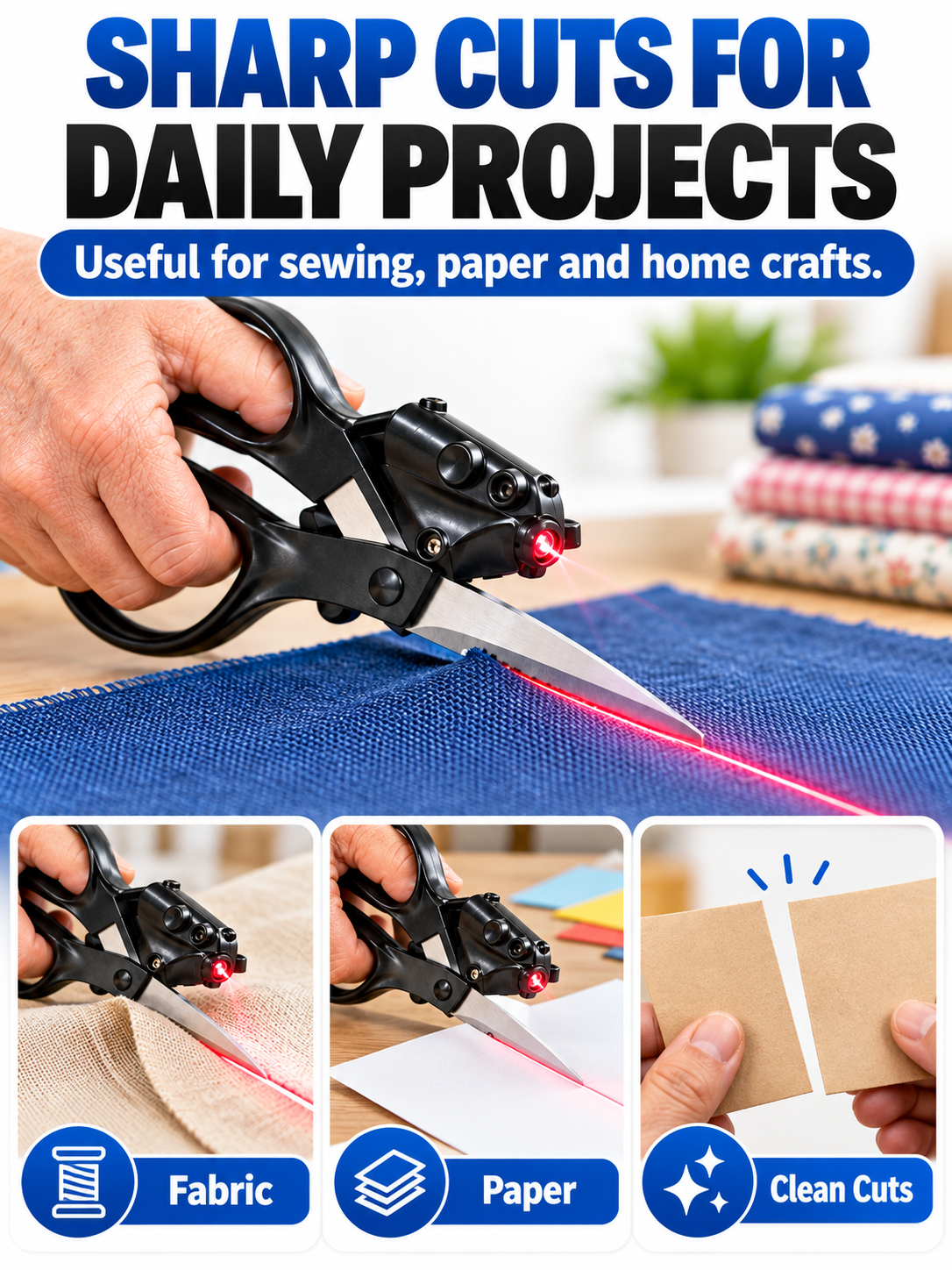 ✂️ Craft Tool Deal – Laser Guide Precision Cutting Scissors 📐 Heavy-Duty Stainless Steel Blades with Ergonomic Grip for Sewing & DIY Projects ✨