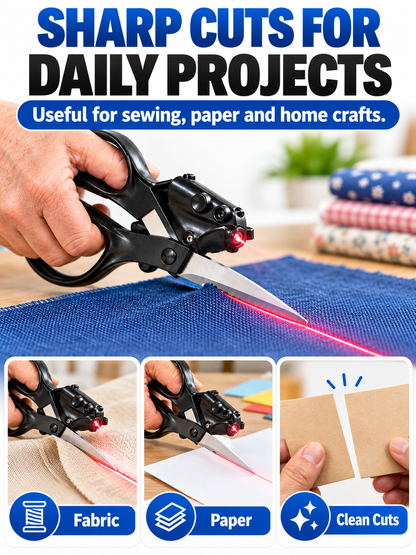 ✂️ Craft Tool Deal – Laser Guide Precision Cutting Scissors 📐 Heavy-Duty Stainless Steel Blades with Ergonomic Grip for Sewing & DIY Projects ✨