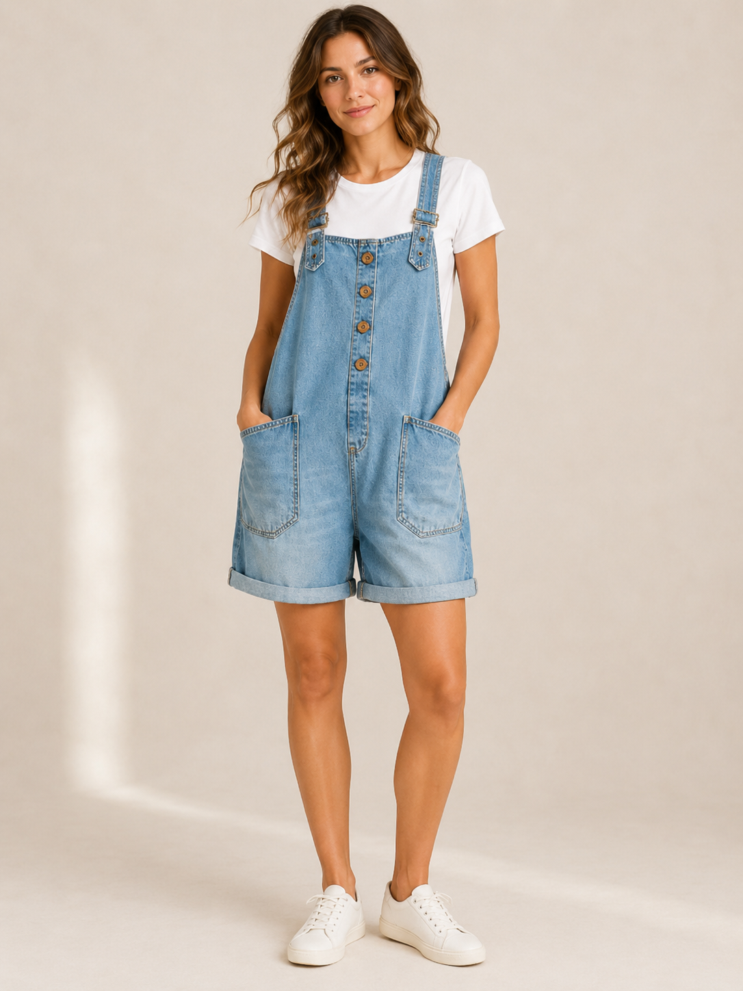Women’s Vintage Wide-Leg Denim Overalls