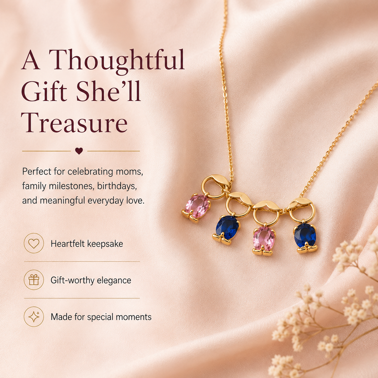 👩‍👧‍👦 Mom and Children Necklace – Meaningful Jewelry for Family Bonding 🌸