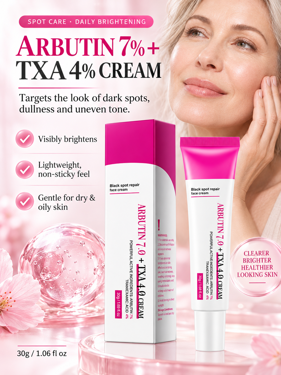 ✨Dark Spot 24% Correcting Pink Glow Cream – Dark Spot Corrector & Brightening Moisturizer
