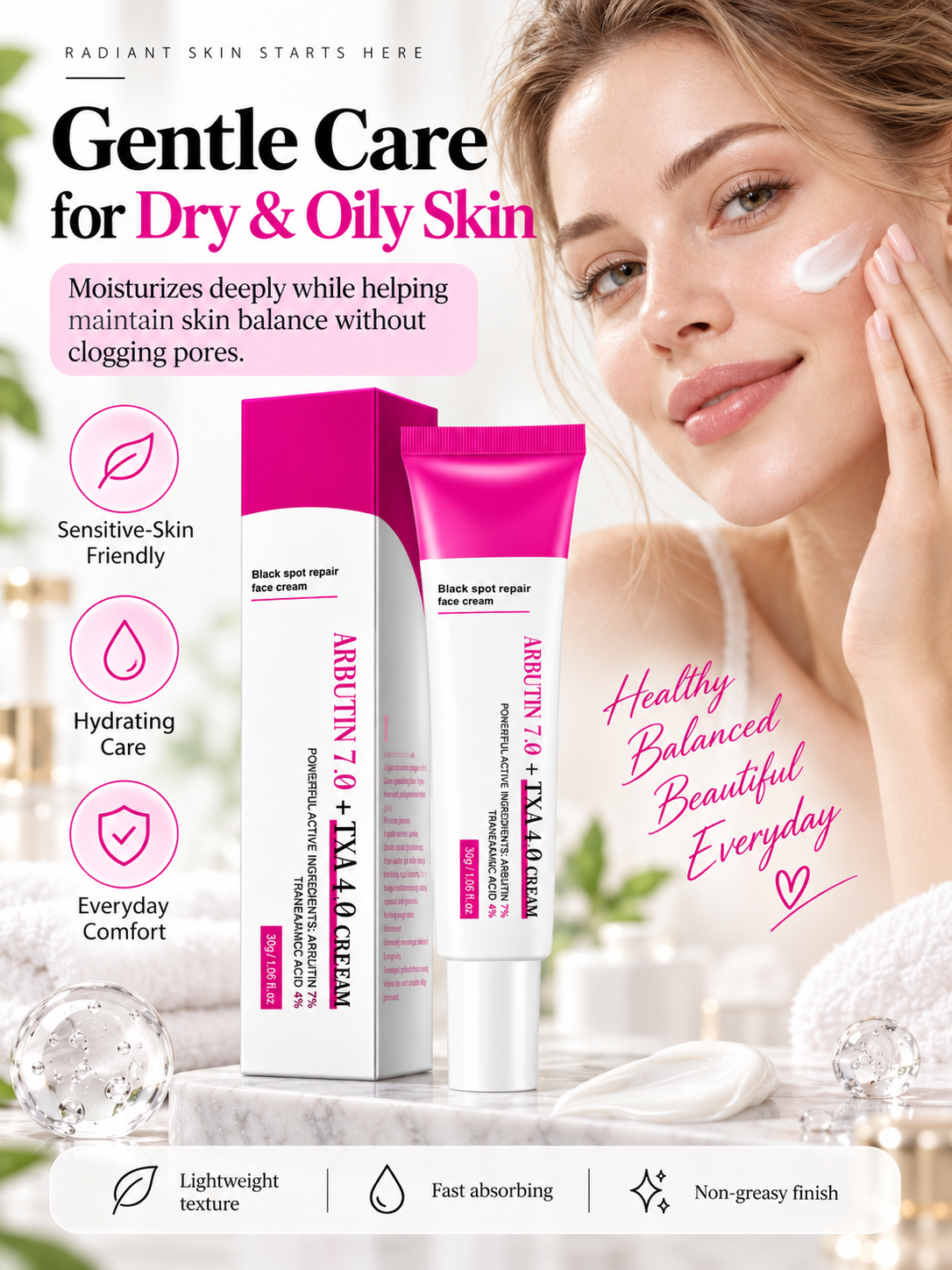 ✨Dark Spot 24% Correcting Pink Glow Cream – Dark Spot Corrector & Brightening Moisturizer