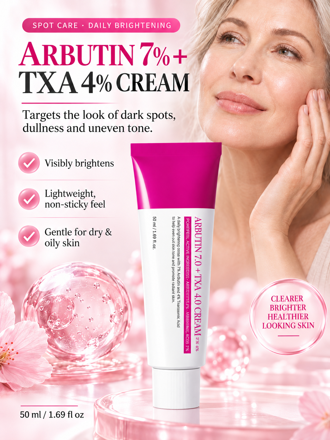 ✨Arbutin 7% + Tranexamic Acid 4% Cream – Dark Spot Corrector & Brightening Moisturizer