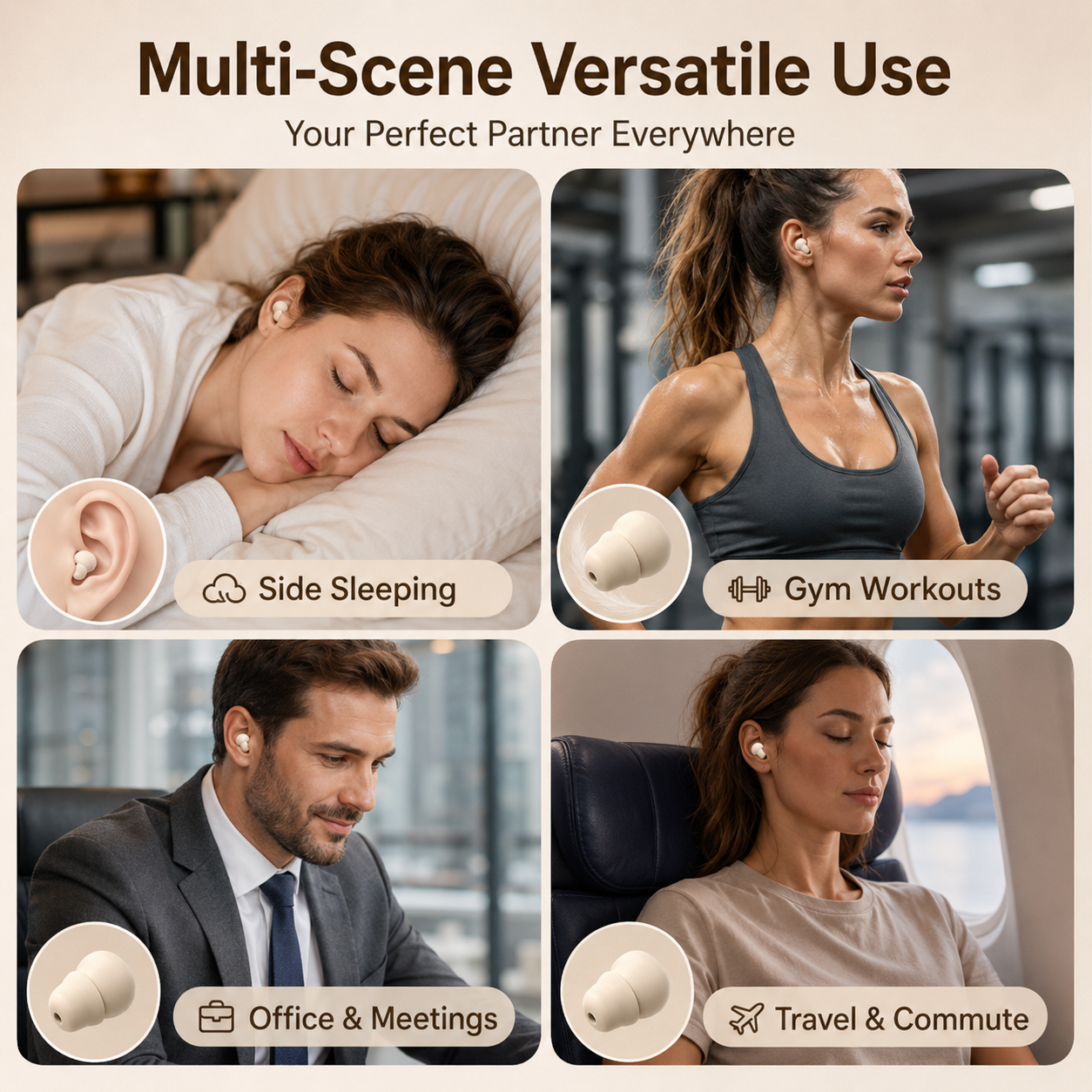 🎧 Invisible Wireless Earbuds – 0.08oz, 25Hr Noise Cancelling, Side-Sleeper Comfort