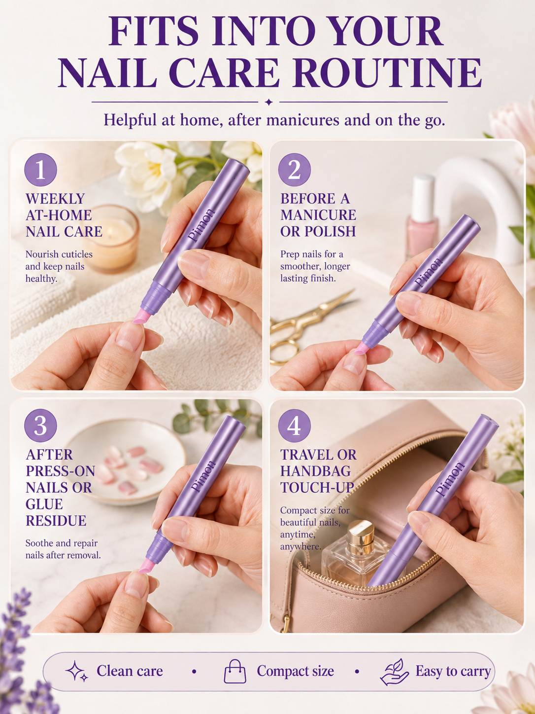 💅 Nail Care Oil Pen 🌸✨ Cuticle Pusher Moisturizing Strengthening Repair Pen for Dry Damaged Nails & Hangnails