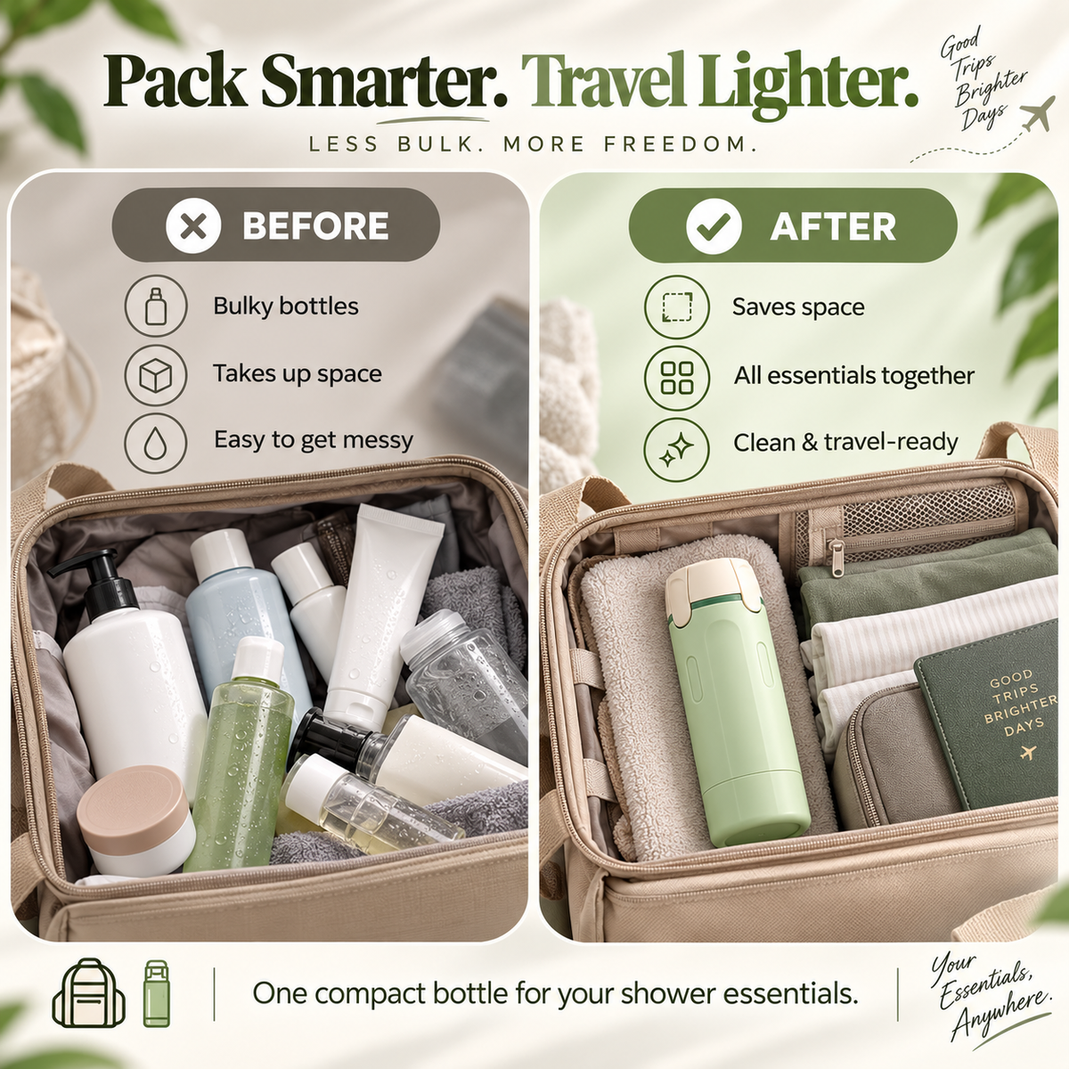 🧴4-in-1 Travel Dispenser Set – 4 x 30ml Leak-Proof Bottles, Perfect for Trips, Gym & Camping