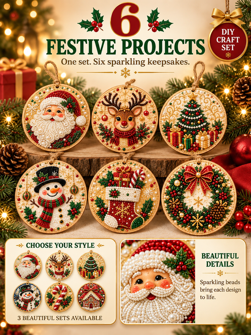 🎄 DIY Diamond Art Christmas Ornament Set – Handmade Holiday Tree Decorations