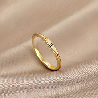 🎁14K Gold Filled Ring Gold Initial Ring Dainty Gold Simple Letter Band Rings