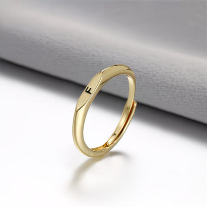 🎁14K Gold Filled Ring Gold Initial Ring Dainty Gold Simple Letter Band Rings