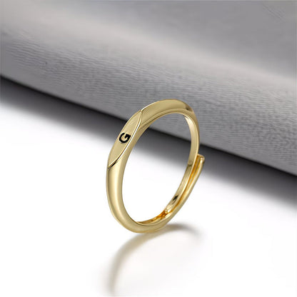 🎁14K Gold Filled Ring Gold Initial Ring Dainty Gold Simple Letter Band Rings