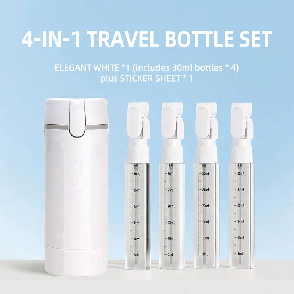 🧴4-in-1 Travel Dispenser Set – 4 x 30ml Leak-Proof Bottles, Perfect for Trips, Gym & Camping