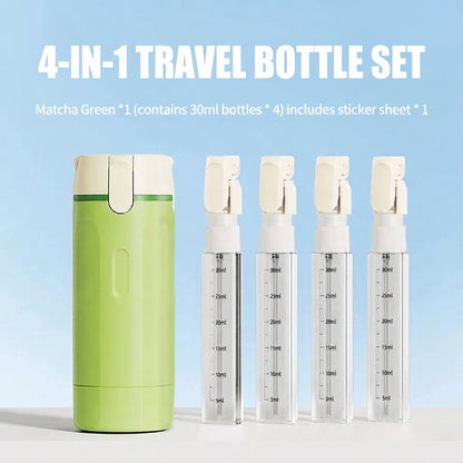 🧴4-in-1 Travel Dispenser Set – 4 x 30ml Leak-Proof Bottles, Perfect for Trips, Gym & Camping