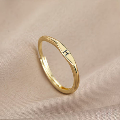 🎁14K Gold Filled Ring Gold Initial Ring Dainty Gold Simple Letter Band Rings