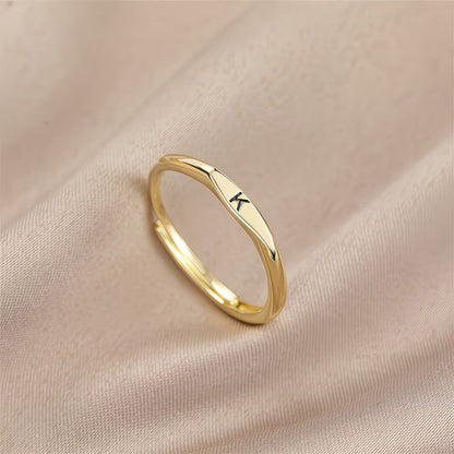 🎁14K Gold Filled Ring Gold Initial Ring Dainty Gold Simple Letter Band Rings