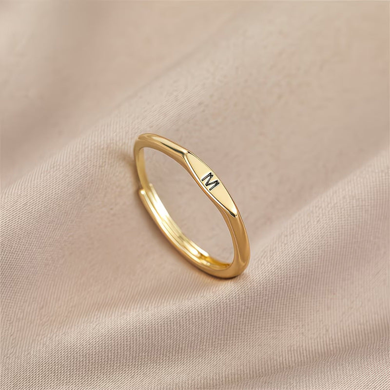 🎁14K Gold Filled Ring Gold Initial Ring Dainty Gold Simple Letter Band Rings