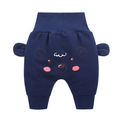 Baby High-Waist Tummy-Control Harem Pants – Cute 3D Animal Print Knit Pants