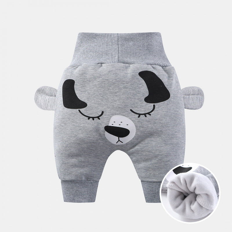 Baby High-Waist Tummy-Control Harem Pants – Cute 3D Animal Print Knit Pants