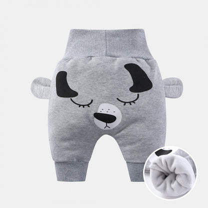 Baby High-Waist Tummy-Control Harem Pants – Cute 3D Animal Print Knit Pants