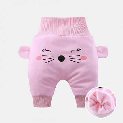Baby High-Waist Tummy-Control Harem Pants – Cute 3D Animal Print Knit Pants